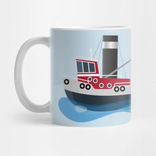 Cute fishing trawler boat cartoon illustration Mug